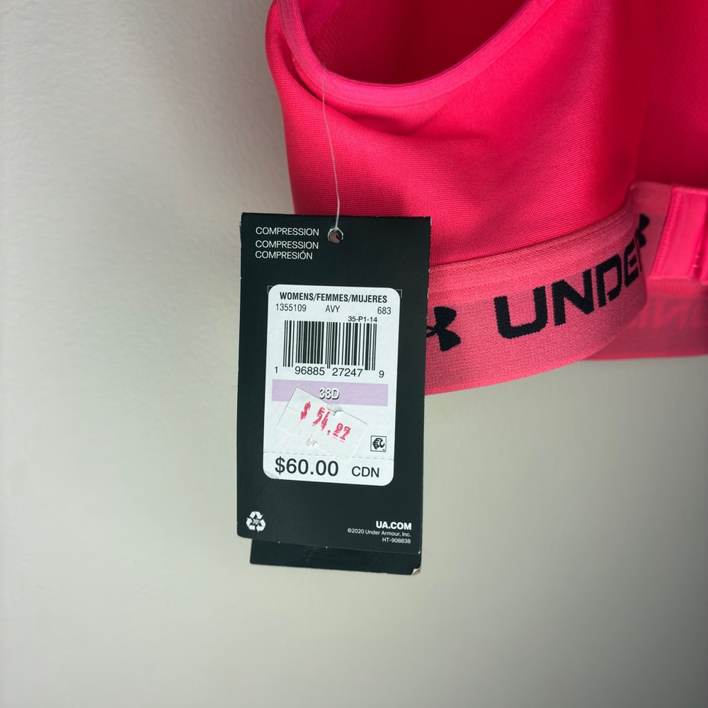 🏃‍♀️ Under Armour High Support Endless Compression Sports Bra 38D Hot Pink NWT - Picture 5 of 8